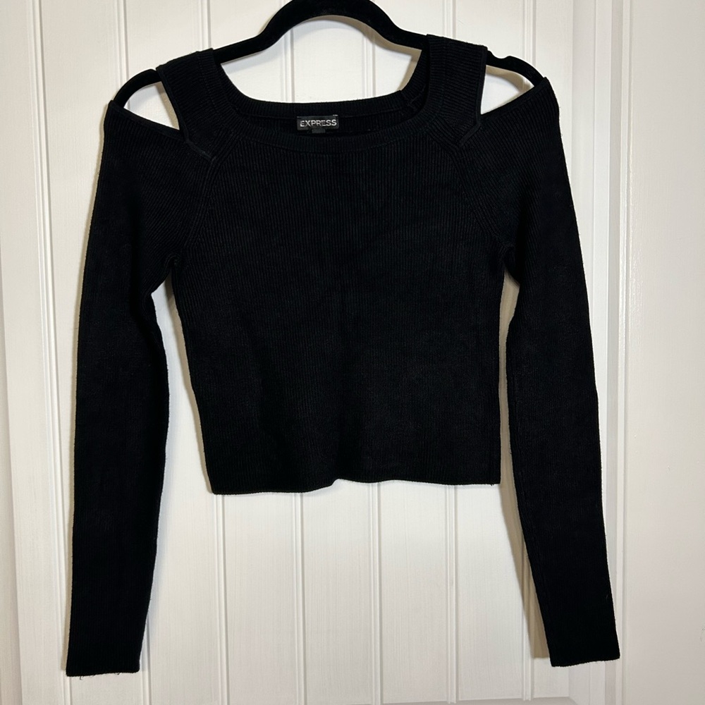Express Black Cold Shoulder Top
